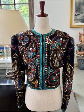 Vintage Jeanette for St. Martin Beaded Sequin Jacket S